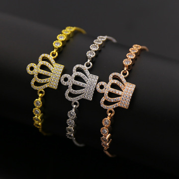 Micro Zicro Pave Crown Charms Design Bracelet