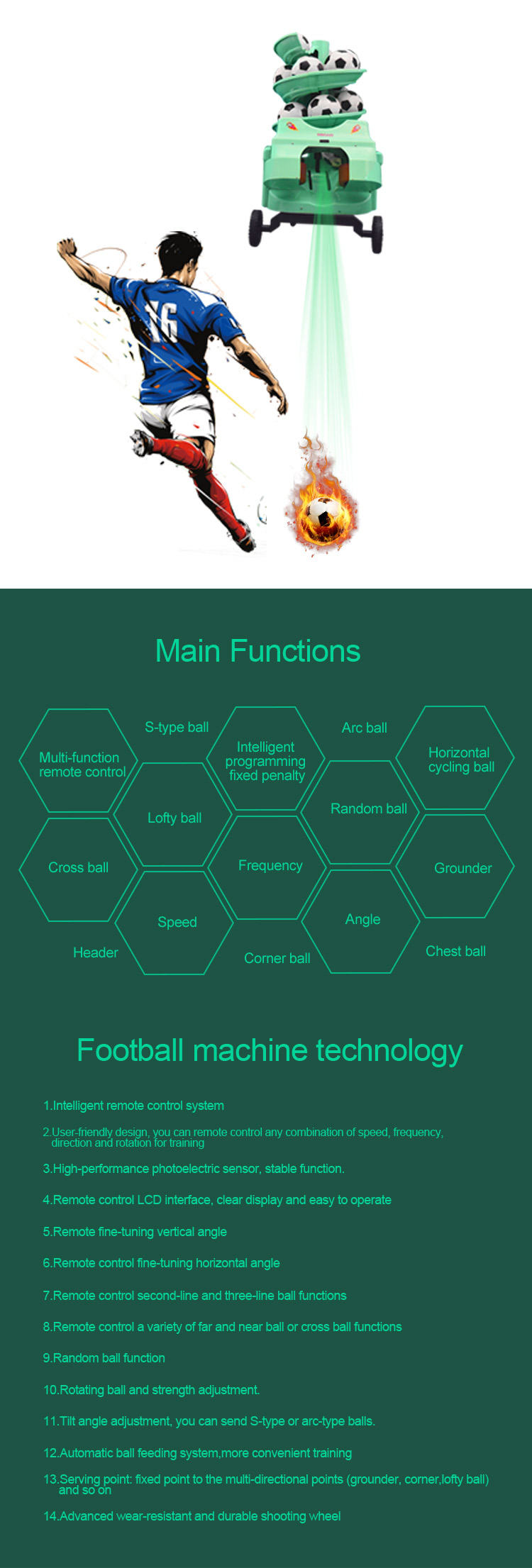 China Factory S6526 Intelligent Fernbedienungskontrolle Fußballfußball -Launcher -Maschine
