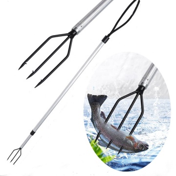 Telescopic Pole Fish Gaff with 3~5 Teeth Harpoons for Salmon, Turtles, and Eels