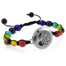 Chakra tree of life locket charm diffuser bracelet