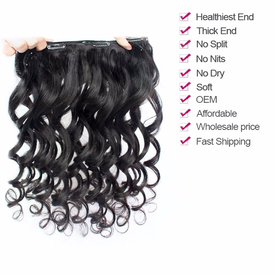 Loose Wave Clip In Human Hair 8A Curly Virgin Brazilian Remy Hair clip in hair extension