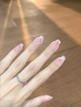 Summer French Dopamine Polka Dot Handcrafted Wearable Nails