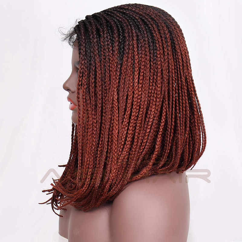 Aisi Hair Synthetic Braid Box Ombre Red Glueless Lace Front Wigs For Black Women Long Straight Heat Resistant Lace Front Wig