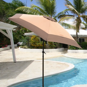 Sombrilla balinesa marrón personalizada de 10 pies para piscina y playa