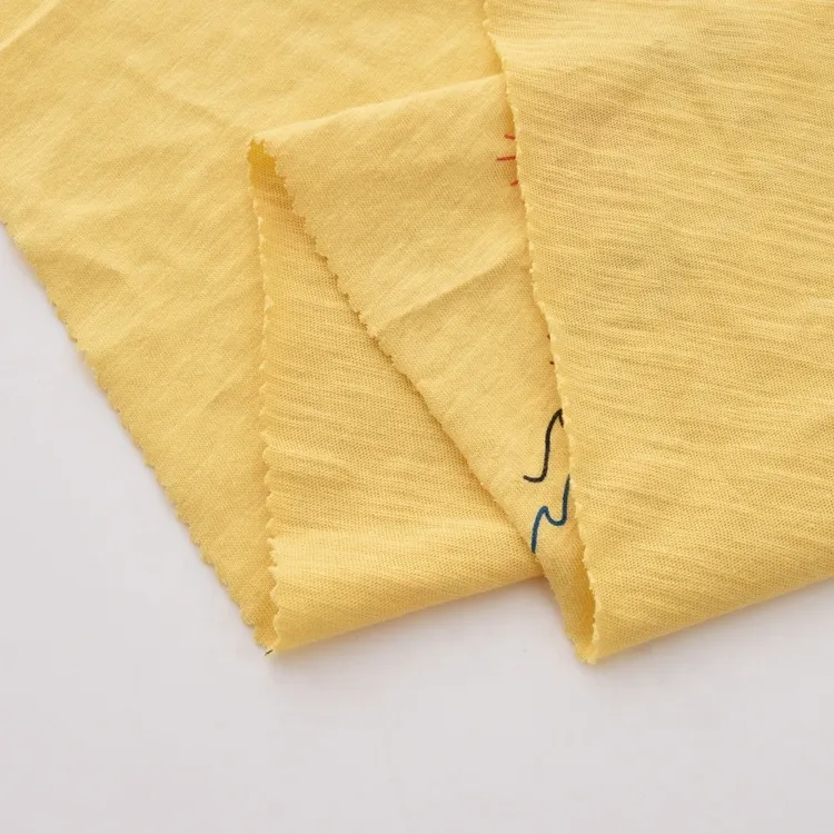 ผ้าฝ้าย 100% การพิมพ์สีผ้าถักเสื้อเดี่ยว