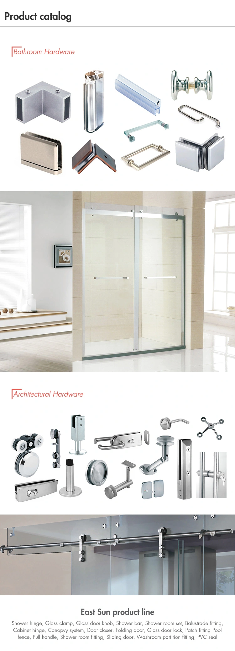 Bathroom Track Kit Mirror Polish Stainless Steel Glass Security Automatic Sliding Door