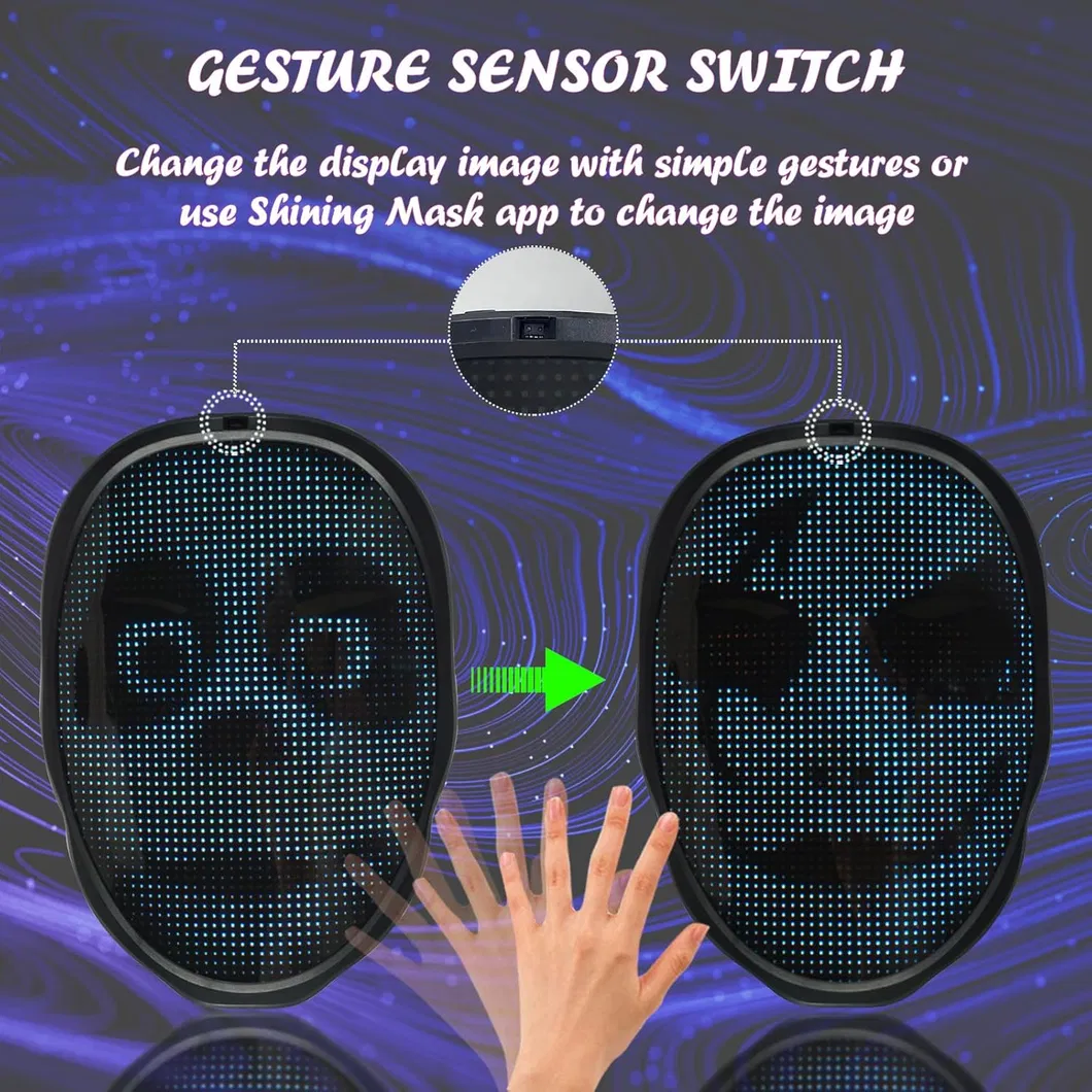 Customizable Bluetooth-Compatible LED Face Mask with Rechargeable APP Control