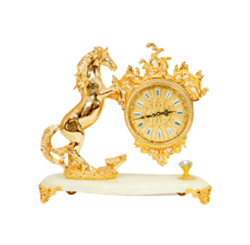 Mid Century Vintage Golden Copper Antique Style Table Clock