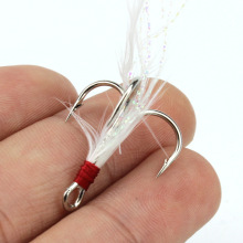 Red or White Feather Fishing Triple Hook