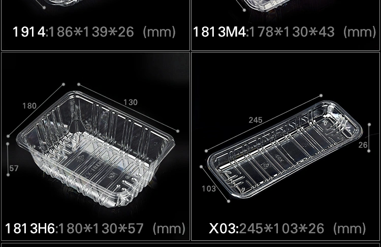 Pet Clear Plastic Compartment Take Away Salad Food Container Tray 4
