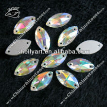 7x15mm crystal AB flat back sew on rhinestone jewels boat shape