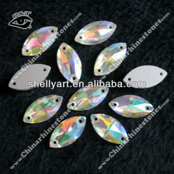 7x15mm crystal AB flat back sew on rhinestone jewels boat shape