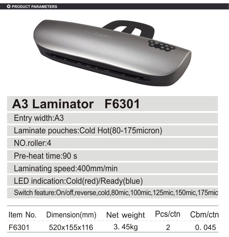 Comix high quality low price 4 rollers a3 pouch laminator