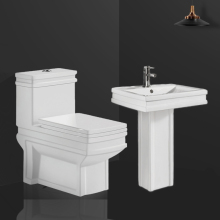 Luxury Bathroom Set: Square Toilet & Pedestal Sink WC Toilet Set