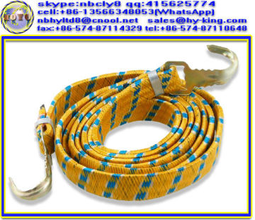 Green elastic bungee cord with metal clips , elastic luggage rope , traveling elastic luggage rope