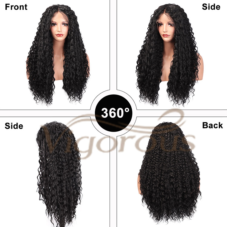 Vigorous Cheap Vendor Wholesale Afro Curly Deep Wave Black Brown Lace Front Wigs Synthetic Hair For Black Women Lace Front Wig