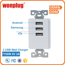 Wonplug High speed USB Charger Receptacle 3A USB Wall Plate Charger CE Rosh certificate approved