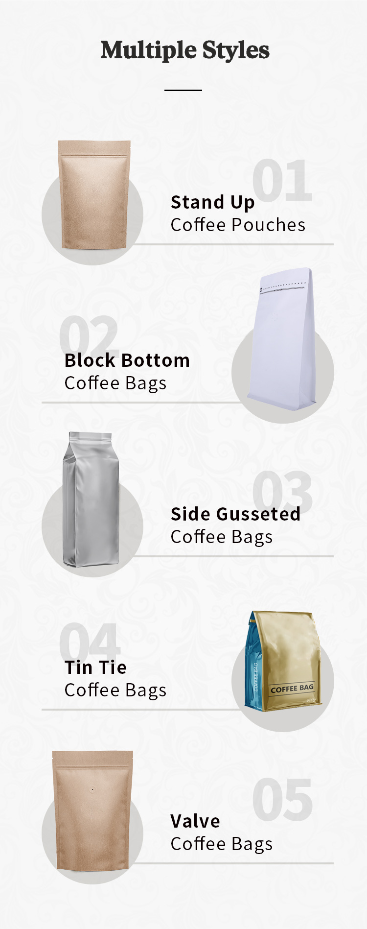 100% compostable valve zipper coffee packaging pouch