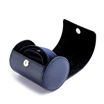 Caja de corbata de forma de cilindro personalizado de almacenamiento de cuero profesional