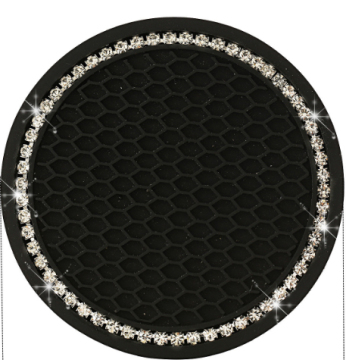 Car Seat Rubber Cup Mat with Diamond Interior Accessory