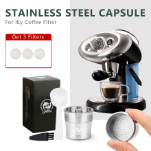ICafilas for illy B Coffee Machine Refillable Filters Stainless Steel Reusable Metal Capsule & Tamper Spoon