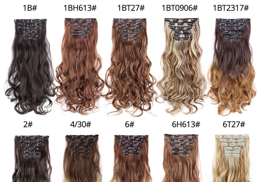 AliLeader Synthetic Body Wave Hair Weft Hairpiece 16 Clips In Hair Extension