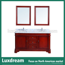 60" traditional cherry solid wood bathroom vanity with marble top