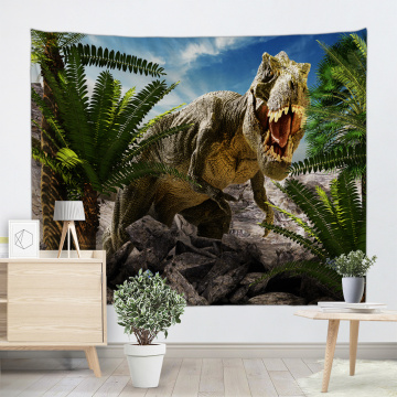 Dinosaur Tapestry Tyrannosaurus Wild Anicient Animals Wall Hanging Tropical Rain Forest Jungle Natural 3D Wall Blanket for Child