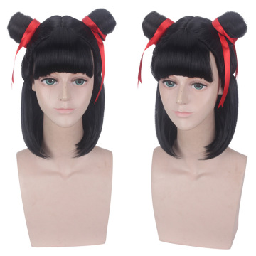 Ne Zha Double Buns Cosplay Wig - Black Color Kid Version