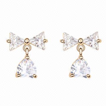 Zricon stud earrings, bowknot design