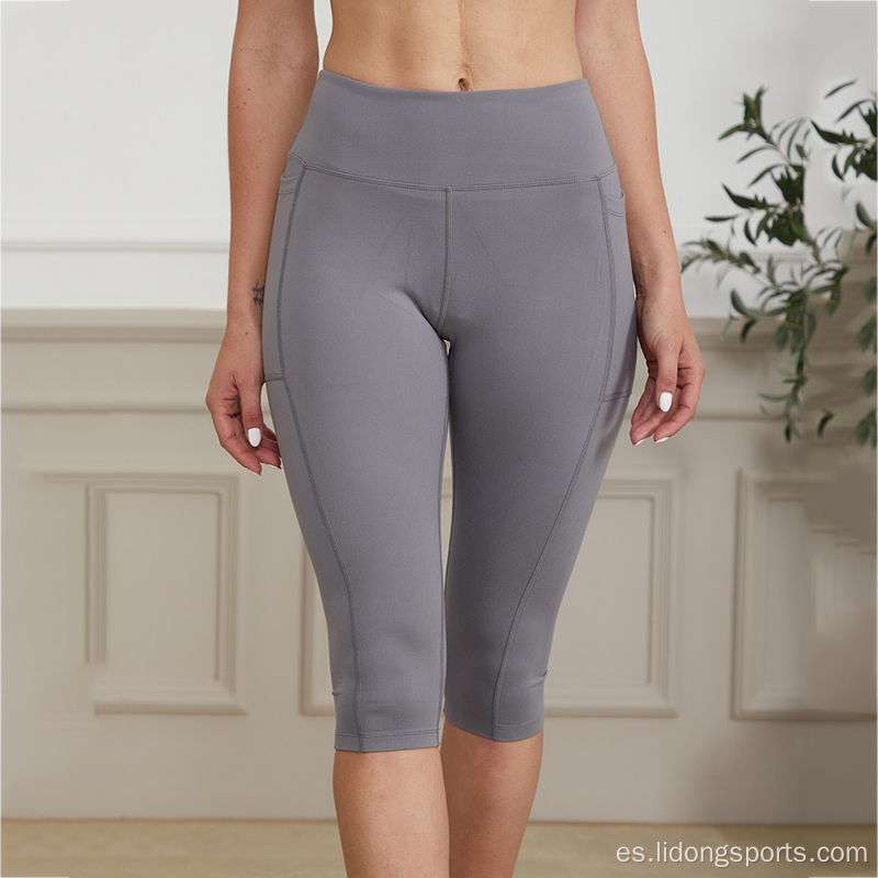 Estiramiento de pantalones cortos de yoga de yoga de cintura alta