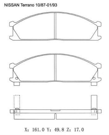 Brake Pad for Nissan Terrano Brake Pad GDB766 for Nissan