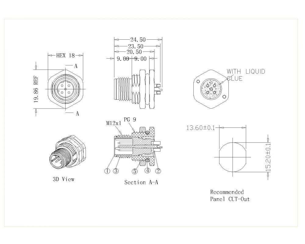 Male Lock Front PG9 D Koder