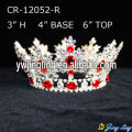 Completo redondo rojo Rhinestone corona de reina de belleza