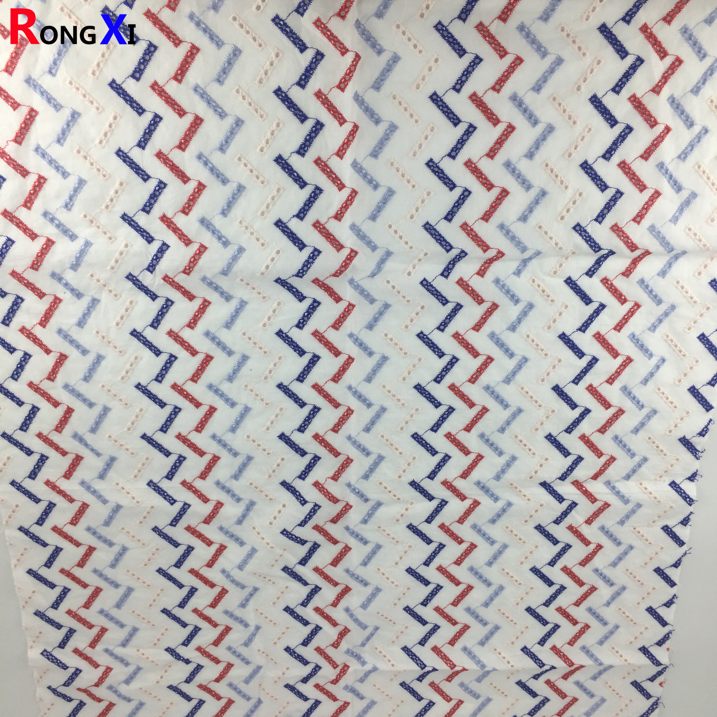 RXF0900 Multifunktionell voile broderad blå bomullsspets