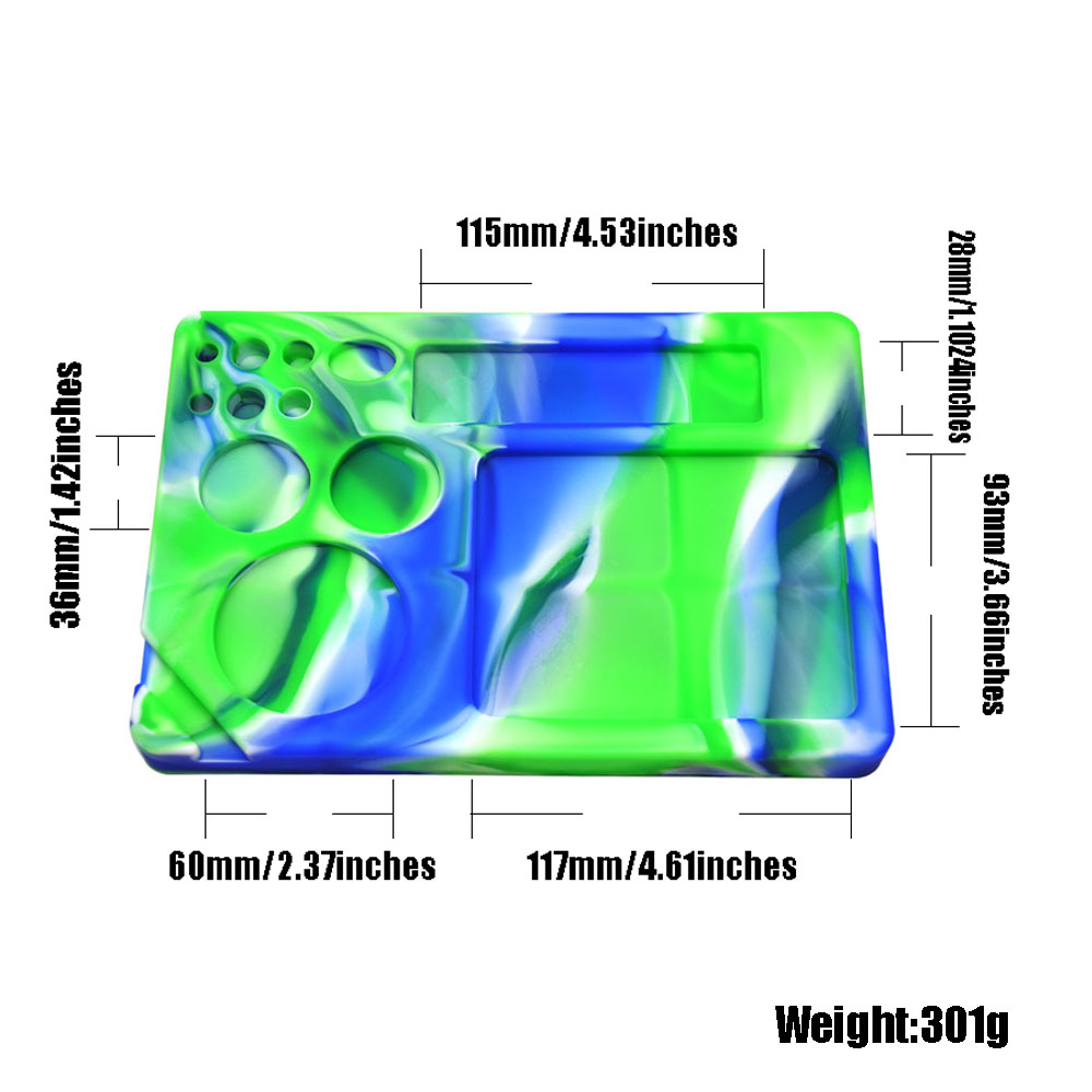 Wholesale eco friendly non toxic high quality 228 x 158 MM Silicone Rolling Tray With Stash Board Holds