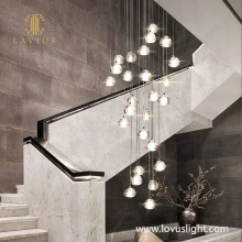 Staircase Chandelier Chandelier Art Postmodern Copper Villa Staircase Chandelier Glass Ball Retro Decorative Lamp