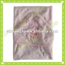 100% cotton sheared baby terry towel blankets with embroidered cartoon pattern