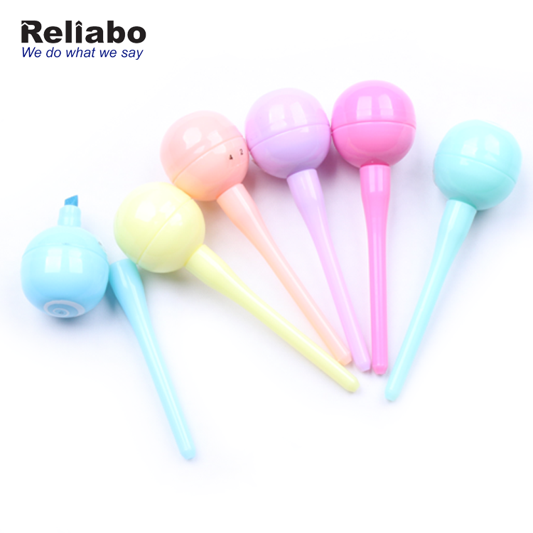 Reliabo Korean Style Cheap Private Label Round Ball Shape Multicolor Highlighter Pen