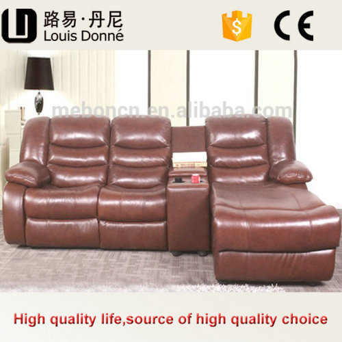 Custom Made Wood Frame Brown American Style Leather Sofa