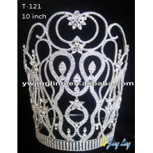 10" Rhinestone Flower Round Tiara Crown