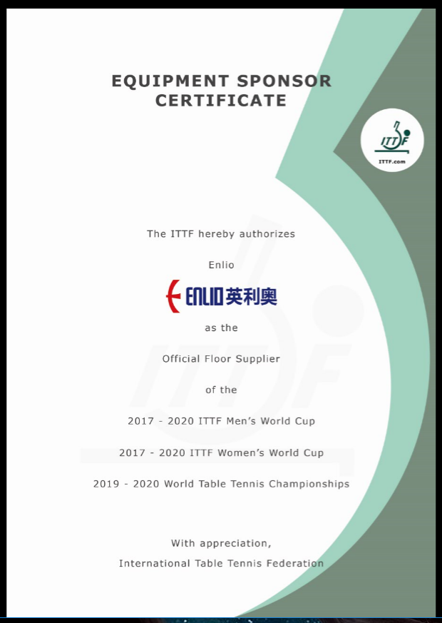 Equipment Sponsor By Ittf