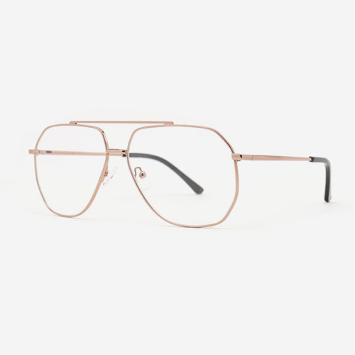 Angular double-bridge Metal Men's Optical Frames