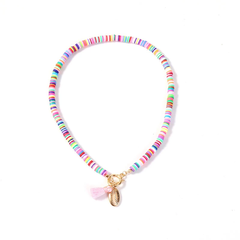 New Arrival Jewelry Bohemian Conch Colorful Tassel Choker Chain Necklace