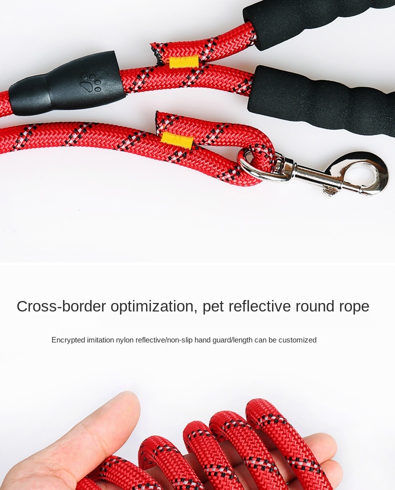 High Quality Hot Selling Dog Walking Hand Holding Rope Nylon Reflective round Rope Pet Hand Holding Rope Supplies