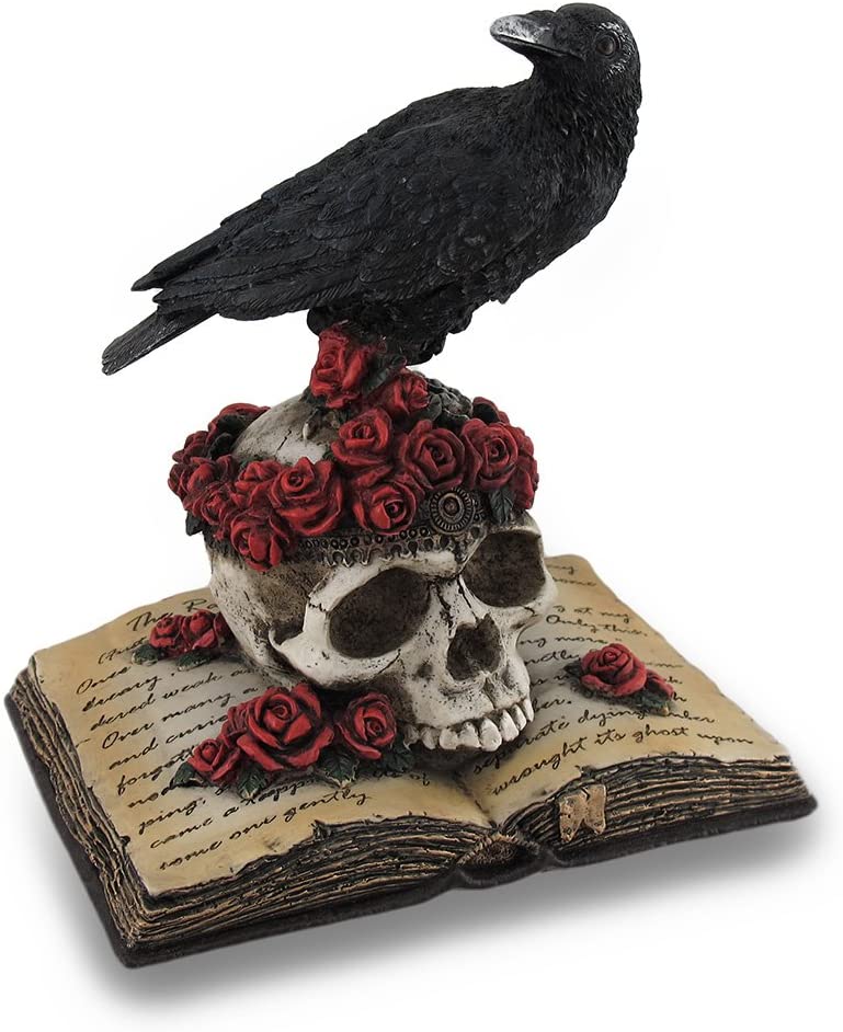 Perched Raven On Rose Skull