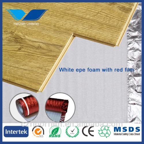 White EPE foam rubber underlay with aluminium film underfloor