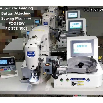 Botão que anexa a máquina de costura com dispositivo de alimentação automática