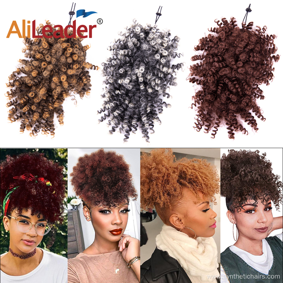 Afro Puff With Bangs Drawstring Ponytail Hair Extension