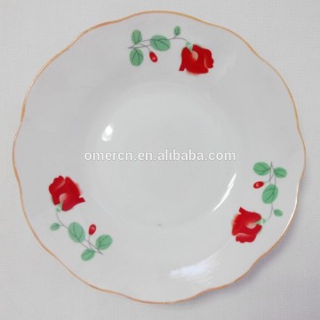 cheap ceramic plates dishes /china dishes cut edge with gold rim, china dishes wholesale 6"-10.5"